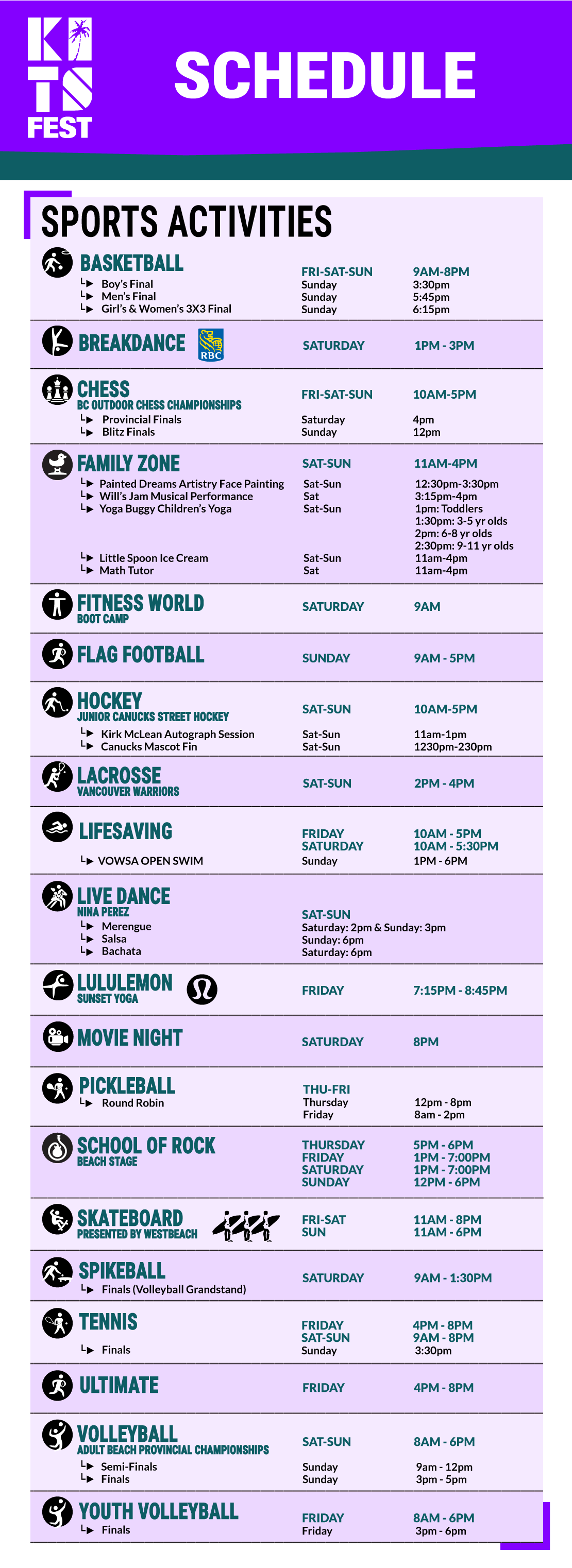 KitsFest 2026 daily schedule